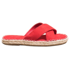 SHELOVET Comode pantofole in pelle scamosciata rosso