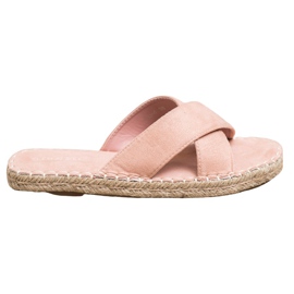 SHELOVET Comode pantofole in pelle scamosciata rosa