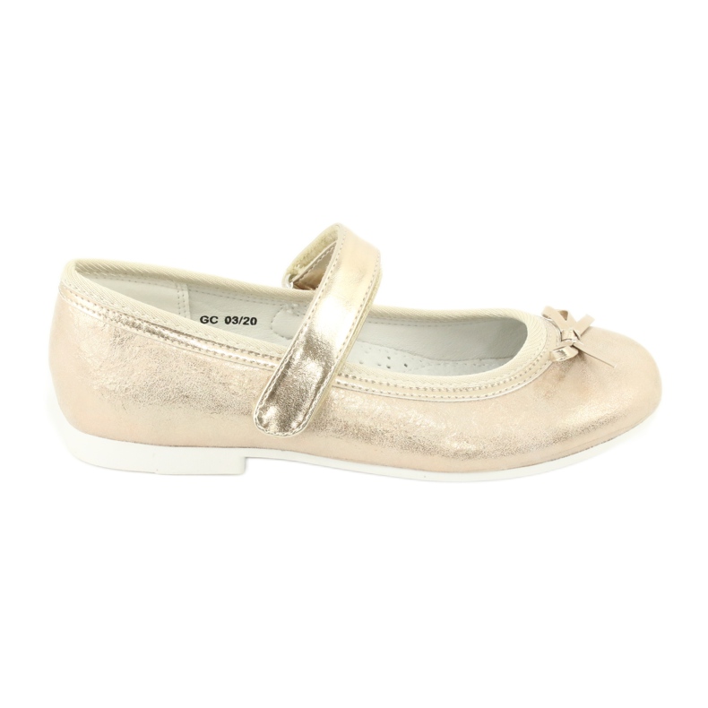 American Club GC02 ballerine dorate con fiocco beige d'oro