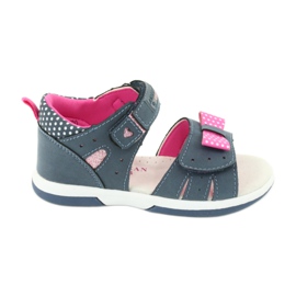 American Club Sandali da bambina con fiocco americano DR20/20, blu navy e rosa