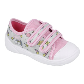 Scarpe per bambini Befado 907P115 rosa d'argento grigio