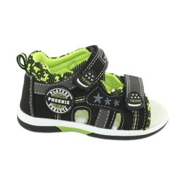 American Club Boys sandals in pelle inserisci dr15/20 nero e verde