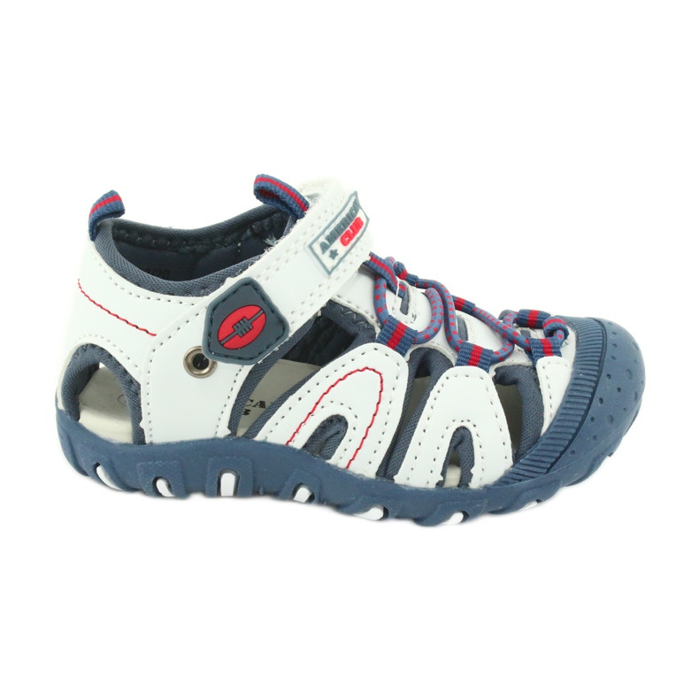 Sandali con velcro per bambino American Club DR08 / 20 bianca rosso blu