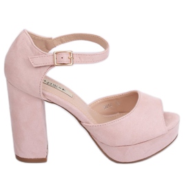 Sandali tacco alto beige e rosa 9R56 Nude