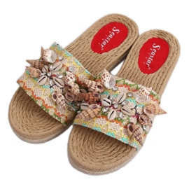 Sandali con conchiglie YQ229P Rosso multicolore