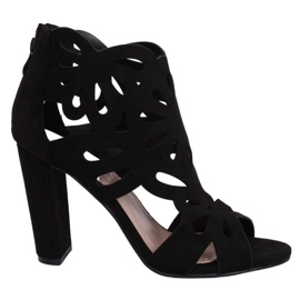 Stivali neri traforati con tacco alto M304P Black nero