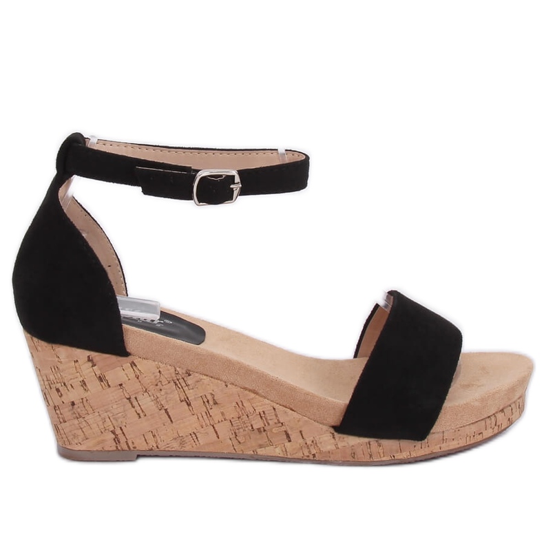 Sandali neri su zeppa di sughero LL-228P Black nero