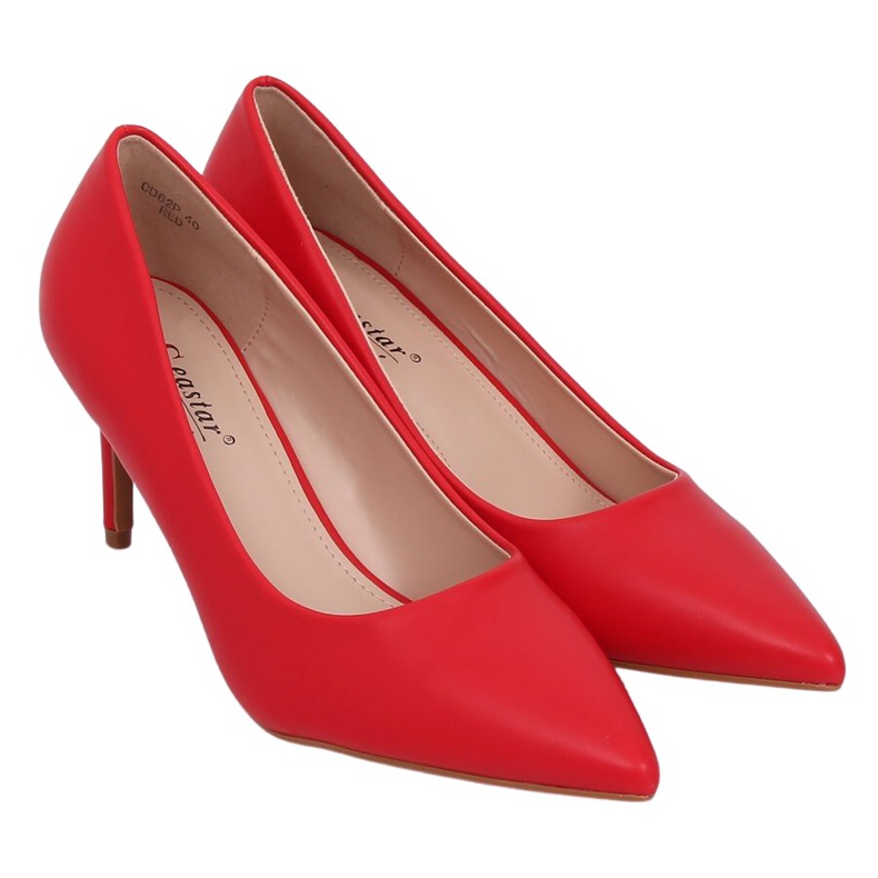 Red CD62P Tacchi a spillo rossi con tacco basso rosso