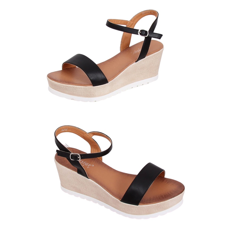 Sandali neri con zeppa NS107P Black nero