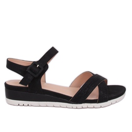 Sandali neri con zeppa bassa NS115P Black nero