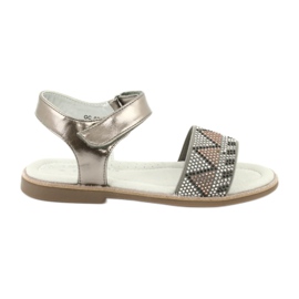 American Club Sandals Girls in pelle Inserto metallico argento con paillettes GC07/20
