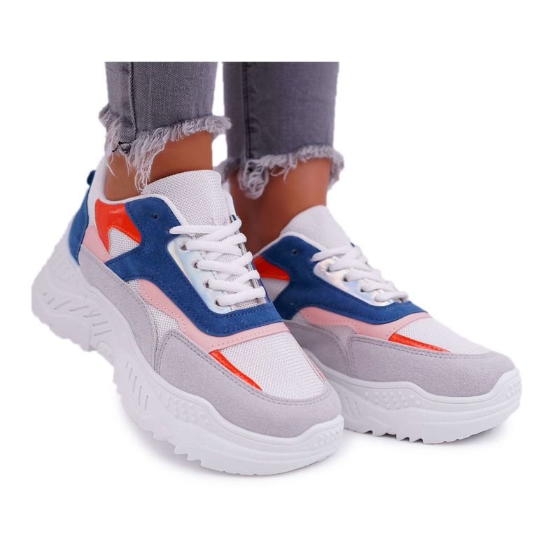 Scarpe Sportive da Donna Suola Spessa Bianche e Blu Sevana bianca
