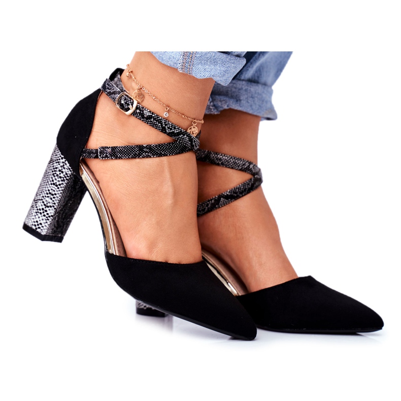 S.Barski Décolleté da donna con tacco Snake Black Together nero multicolore