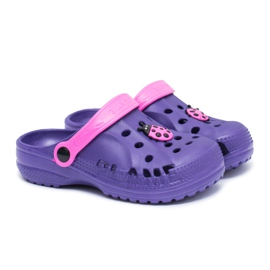 Flameshoes Pantofole da casa Kroks viola per bambini con coccinella