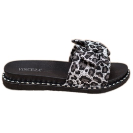 Pantofole VINCEZA con stampa leopardata grigio