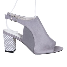 Goodin Sandali costruiti con tacco a scacchi grigio