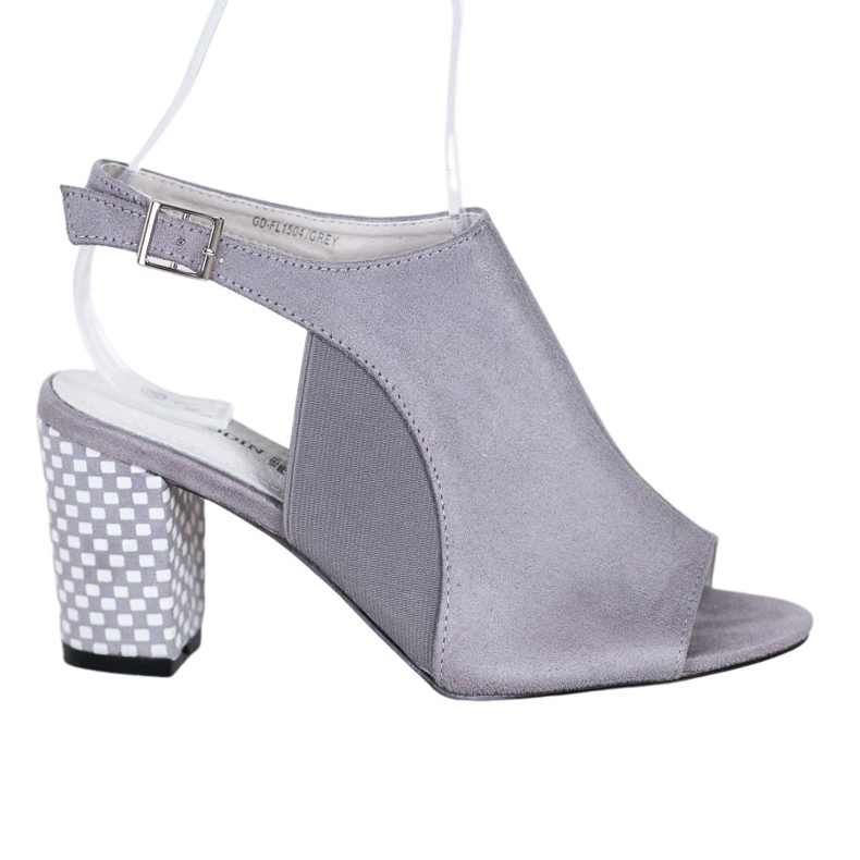 Goodin Sandali costruiti con tacco a scacchi grigio