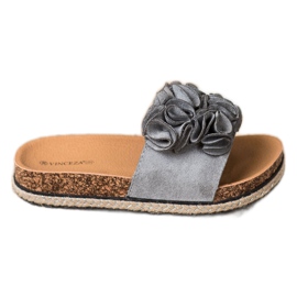 Ciabatte Comode Con Fiori VINCEZA grigio