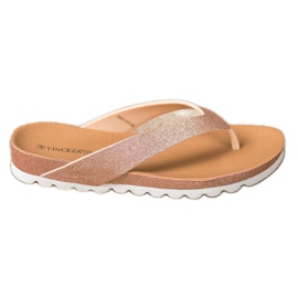 VINCEZA infradito con glitter rosa giallo