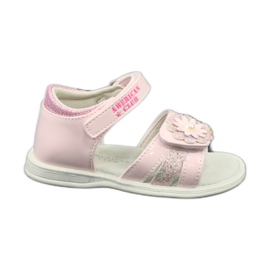 American Club Sandali in pelle femminile con fiori xD12/20 rosa