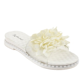 Pantofole bianche con fiori N-49 bianco