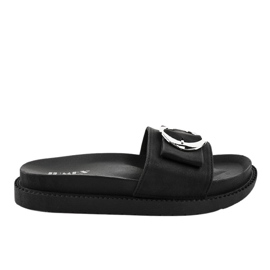 Pantofole nere con fibbia YQ10067 nero