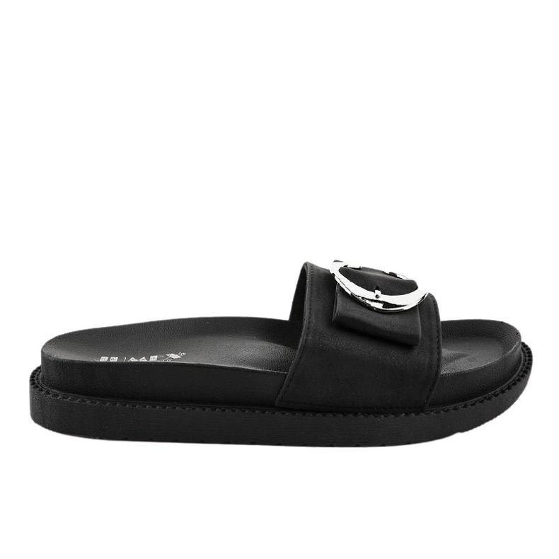 Pantofole nere con fibbia YQ10067 nero