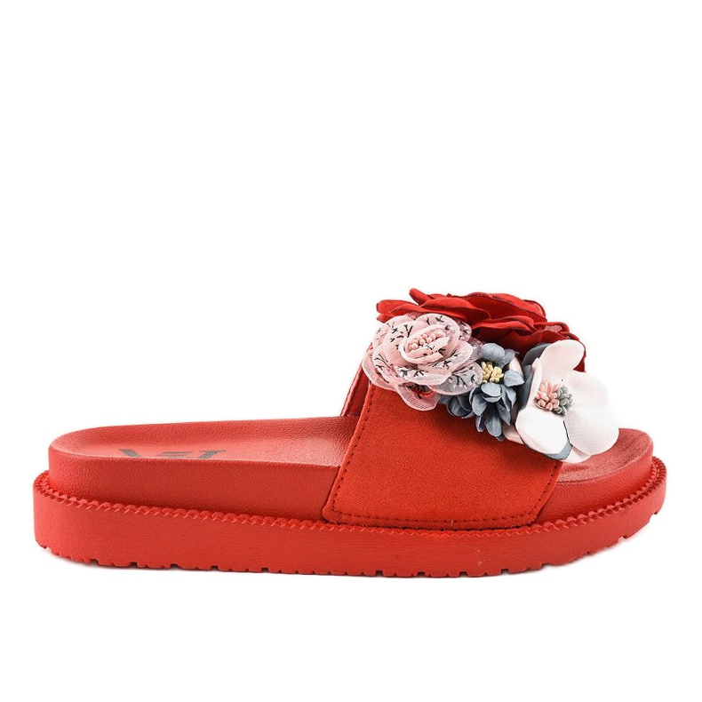 Pantofole rosse con fiori PT-109 rosso