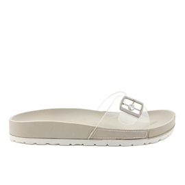 Pantofole grigie trasparenti con fibbia SE-9606 grigio