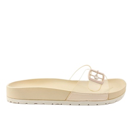 Pantofole beige trasparenti con fibbia SE-9606