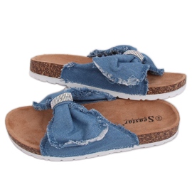 Ciabatte in tela su sughero BG60P Azzurro blu