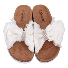 Pantofole di tela sul sughero bianco BG60P White bianca