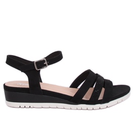 Sandali neri su una zeppa bassa NS113P Black nero