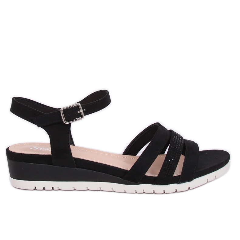 Sandali neri su una zeppa bassa NS113P Black nero