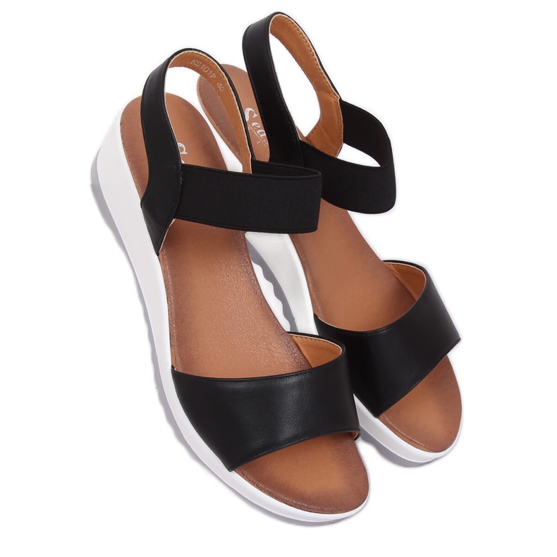 Sandali neri con zeppa NS101P Black nero