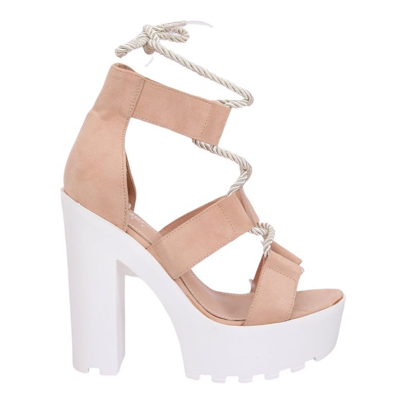 Sandali sulla piattaforma beige e rosa NS120 Beige
