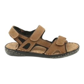 Sandali da uomo con velcro American Club CY15 / 20 marrone
