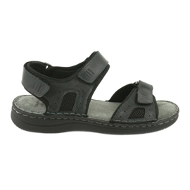 Comodi sandali sportivi in ​​pelle American Club CY13/20 nero