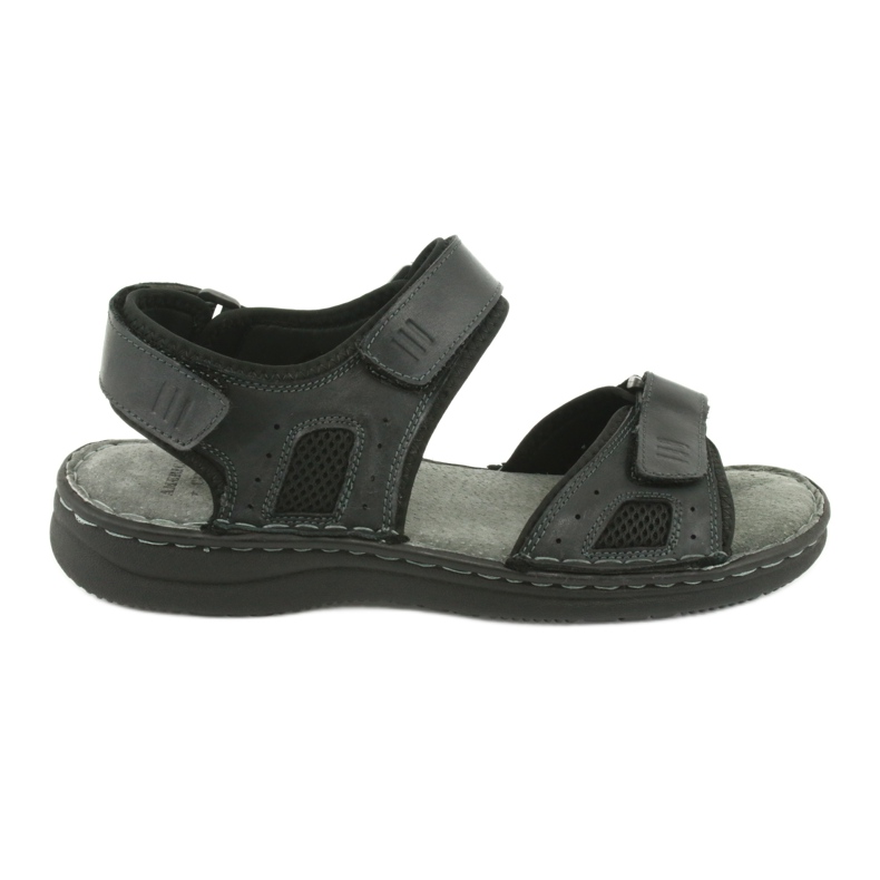 Comodi sandali sportivi in ​​pelle American Club CY13/20 nero