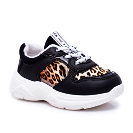 FRROCK Scarpe sportive per bambini con stampa leopardata Penny nera bianca nero