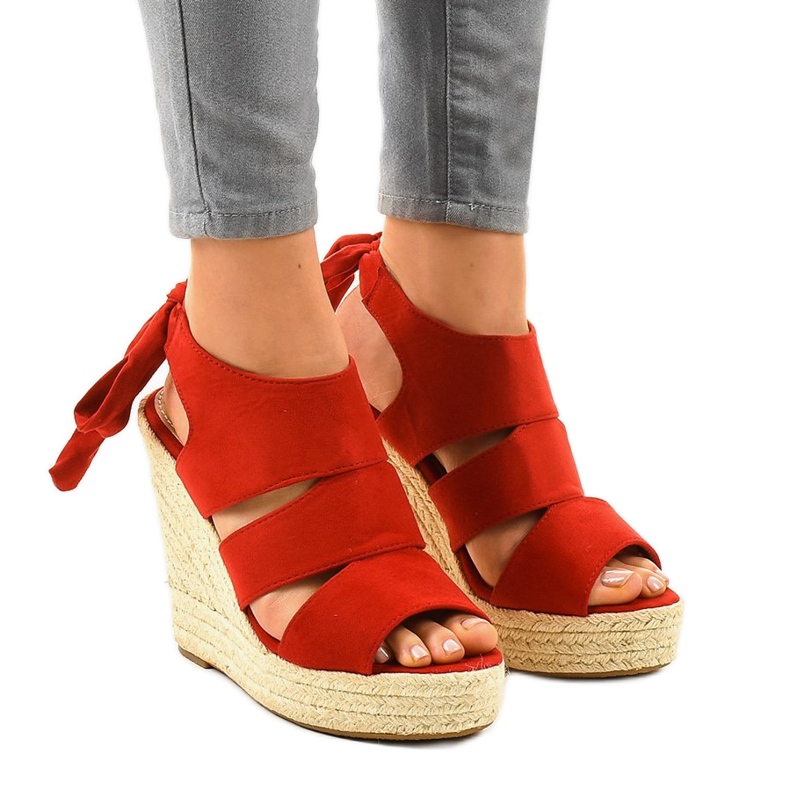 Sandali con zeppa espadrillas rosse 77-77 rosso