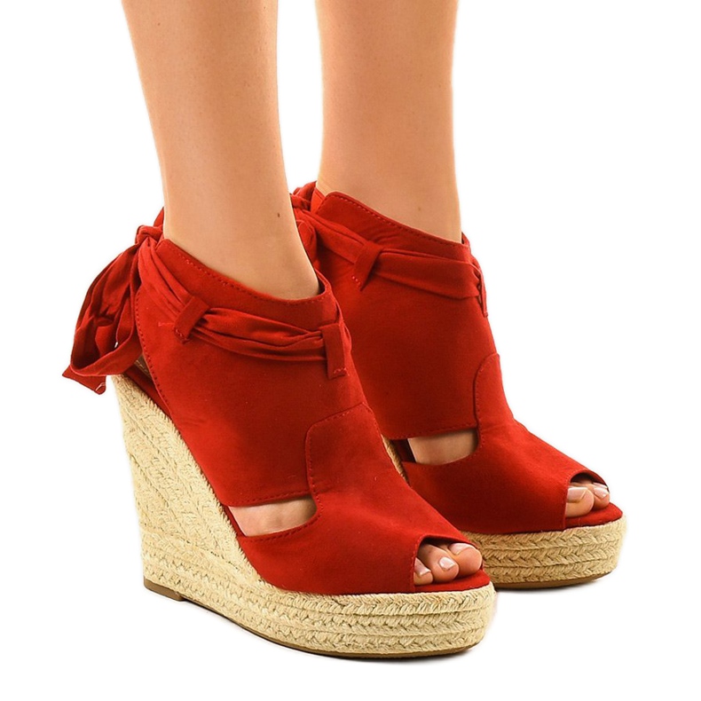 Sandali con zeppa espadrillas rosse 77-20 rosso