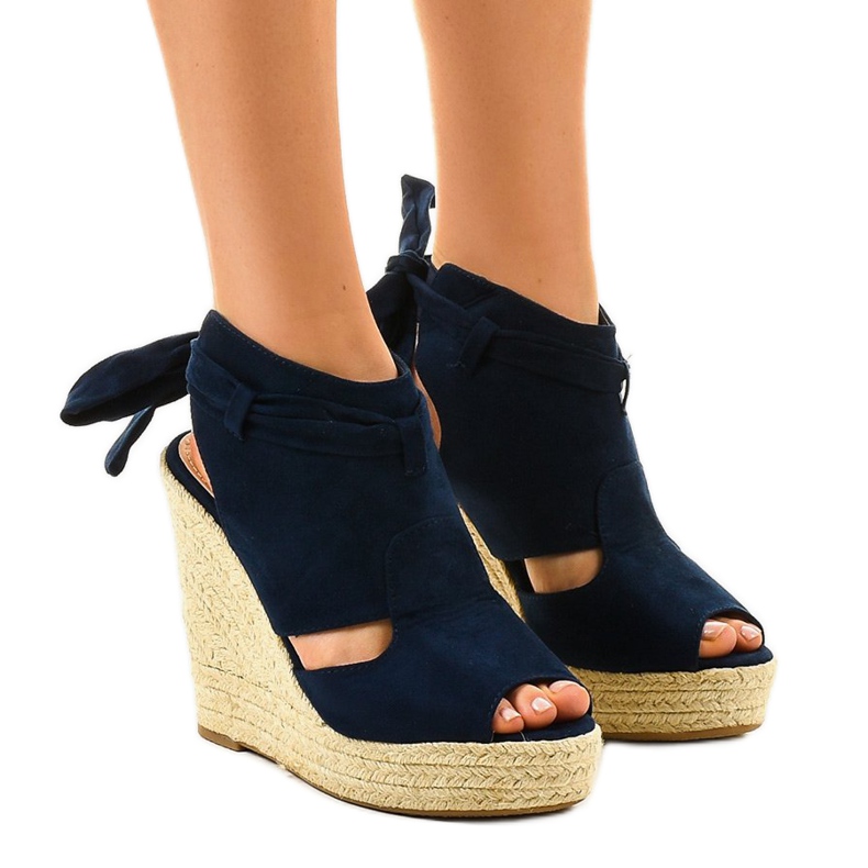 Sandali con zeppa espadrillas blu navy 77-20
