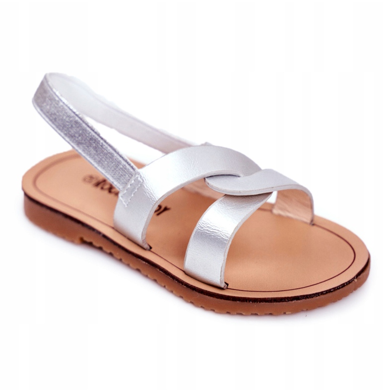 FRROCK Sandali Slip-on per bambini con elastico Argento Bambino grigio