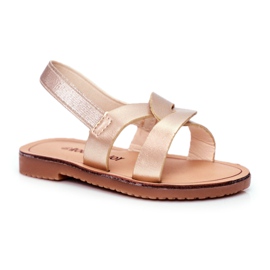 FRROCK Sandali per bambini Slip on con elastico Golden Bambino d'oro