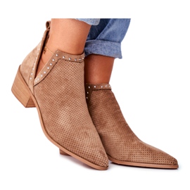 Bellucci Stivali Donna Con Tacco Camoscio Traforato Beige Margate