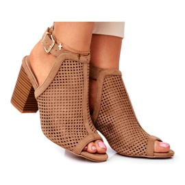 FB1 Stivali Openwork Donna Peep Toe Beige Paradise