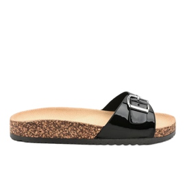 Pantofole nere con fibbia 7016-PL nero