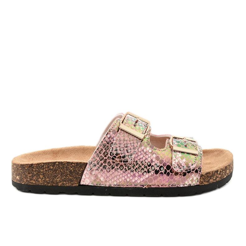 Pantofole rosa con fibbie DZ101-11 multicolore