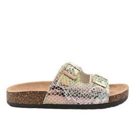 Pantofole argento con fibbie DZ101-16 grigio multicolore